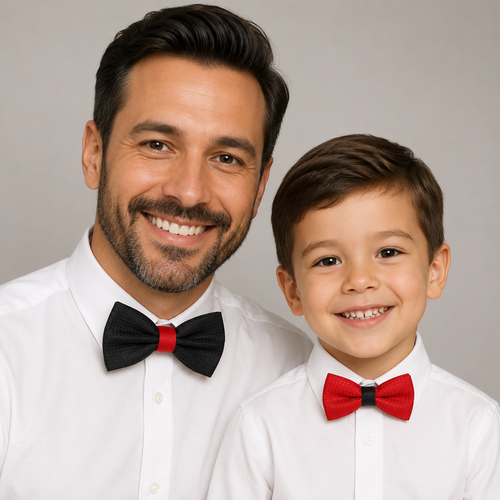 Red Black boys bow tie for kids — handmade, pre-tied and adjustable