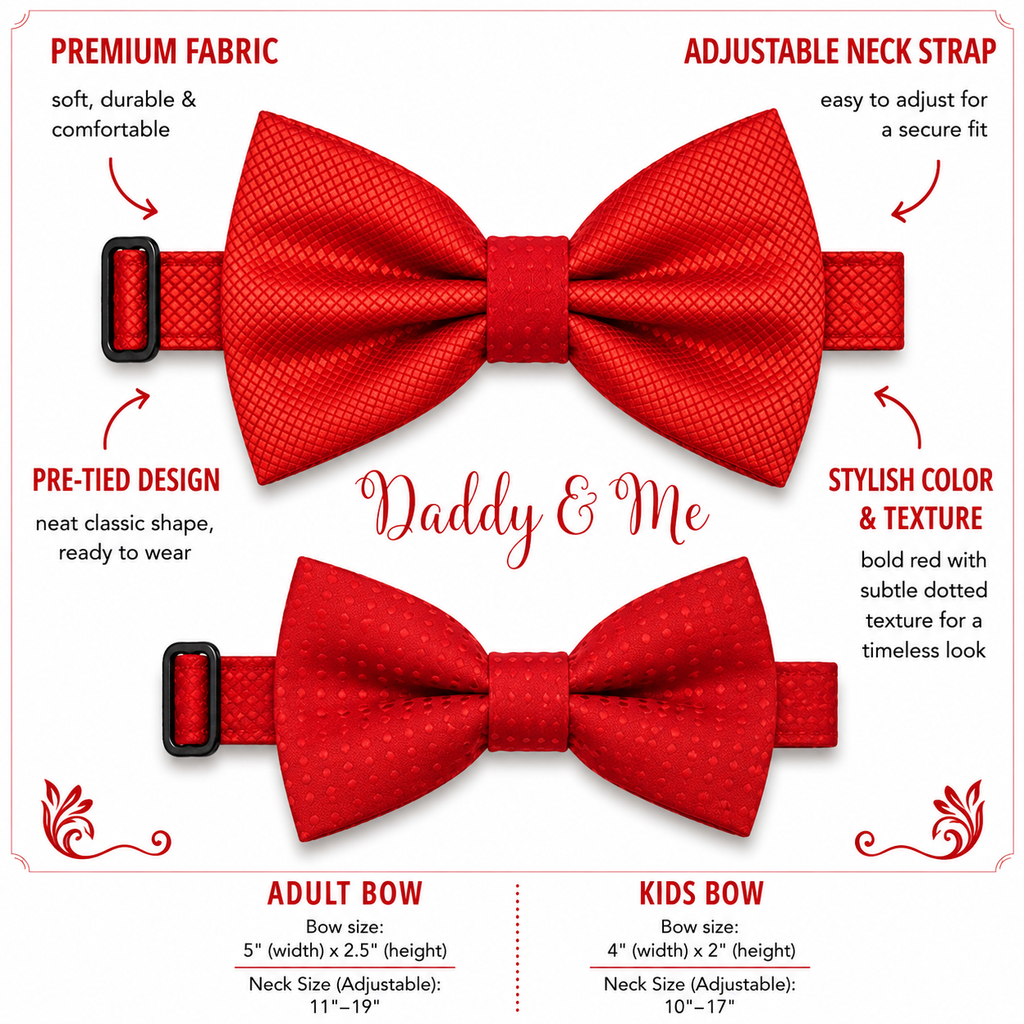 Red bow tie set for daddy and son, Daddy and me gift set, Father son matching, Red kids bow tie, daddy me bow, handmade bow tie, Red bow