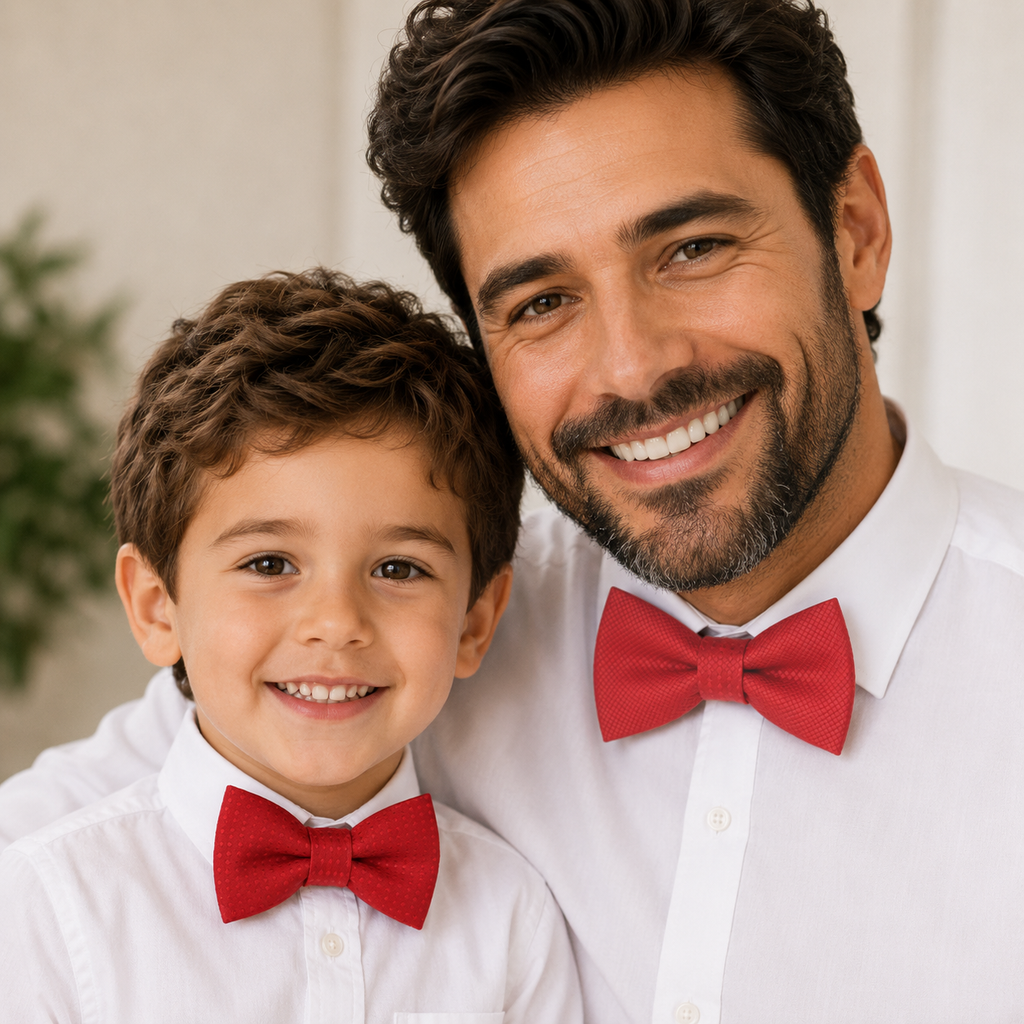 Red bow tie set for daddy and son, Daddy and me gift set, Father son matching, Red kids bow tie, daddy me bow, handmade bow tie, Red bow