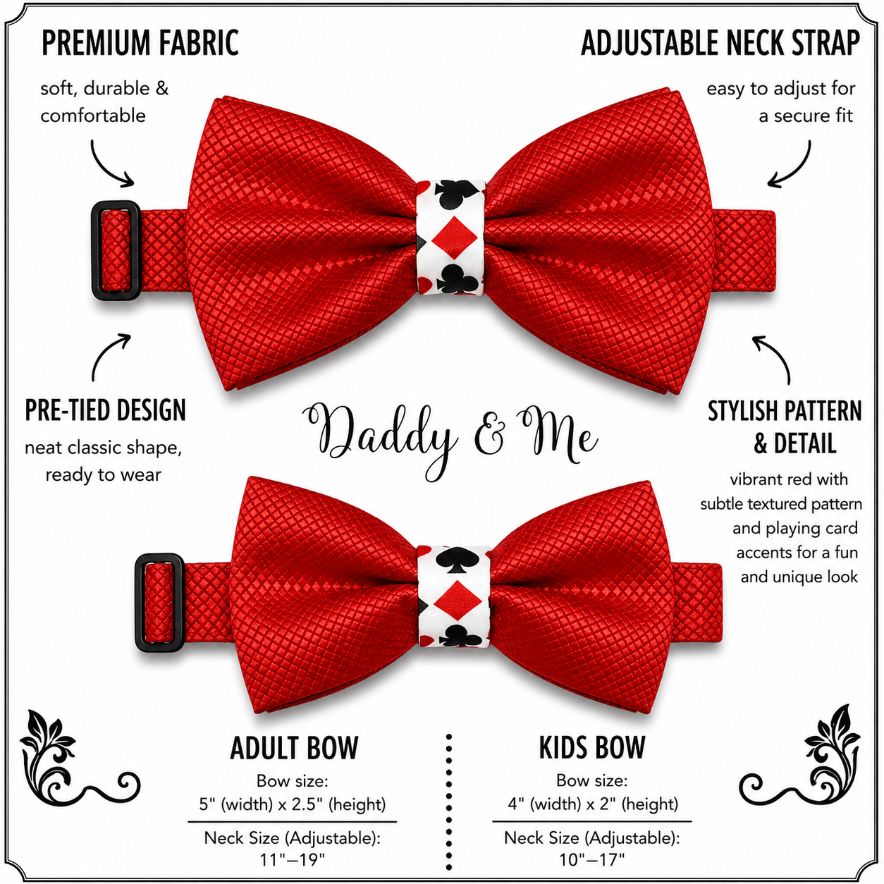 Red Bow tie set for daddy and son, Daddy me gift set, Grandpa and me, Father son match, Toddler bow, daddy me bow tie, poker, playing card