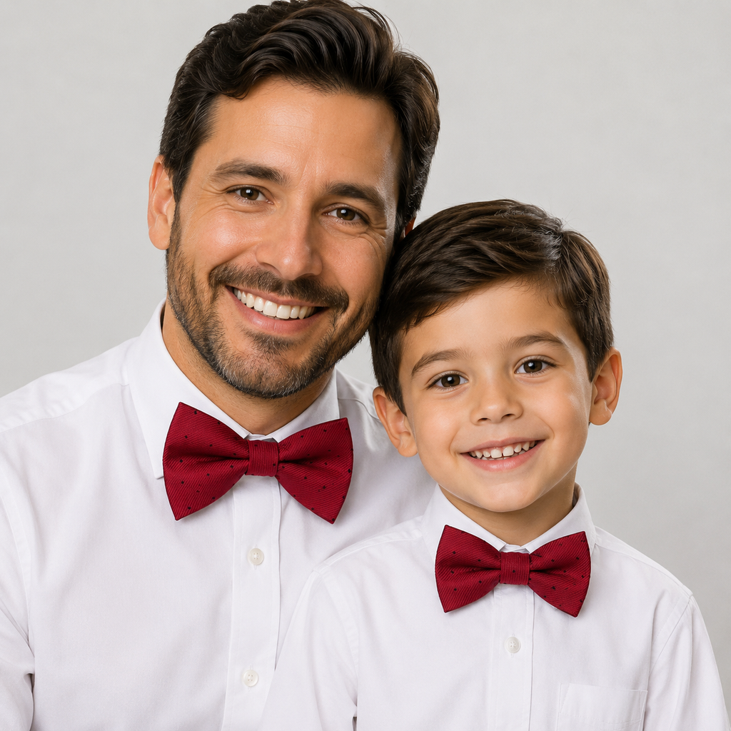 Red Bow tie set for daddy son Daddy me gift set Father son match daddy me bow Handmade kids bow Adjustable pre tied bow, High quality