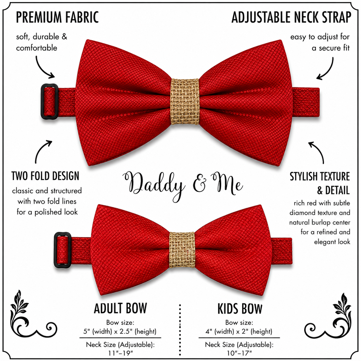 Red burlap Bow tie set for daddy and son, Daddy me gift set, Grandpa and me, Father son match, Red bow for kids bow tie, handmade bow tie