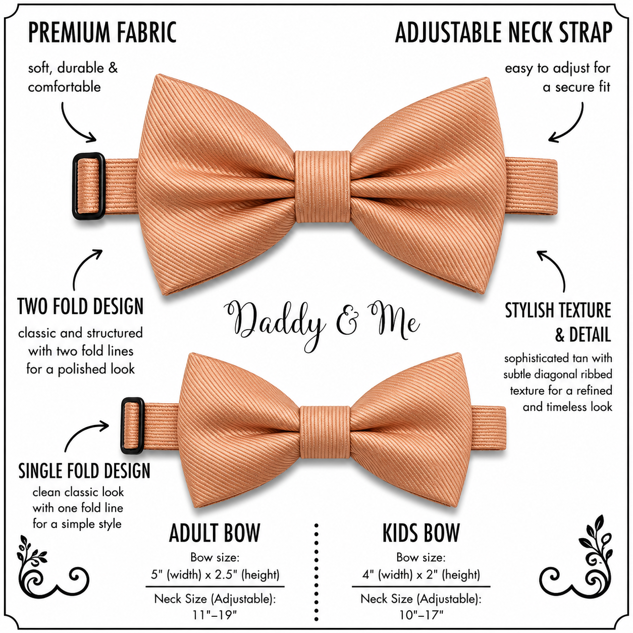 Rose gold Bow tie set daddy son, Grandpa and me, Father son matching, adult kids bow tie, high quality, Adjustable pre tied, Christmas gift