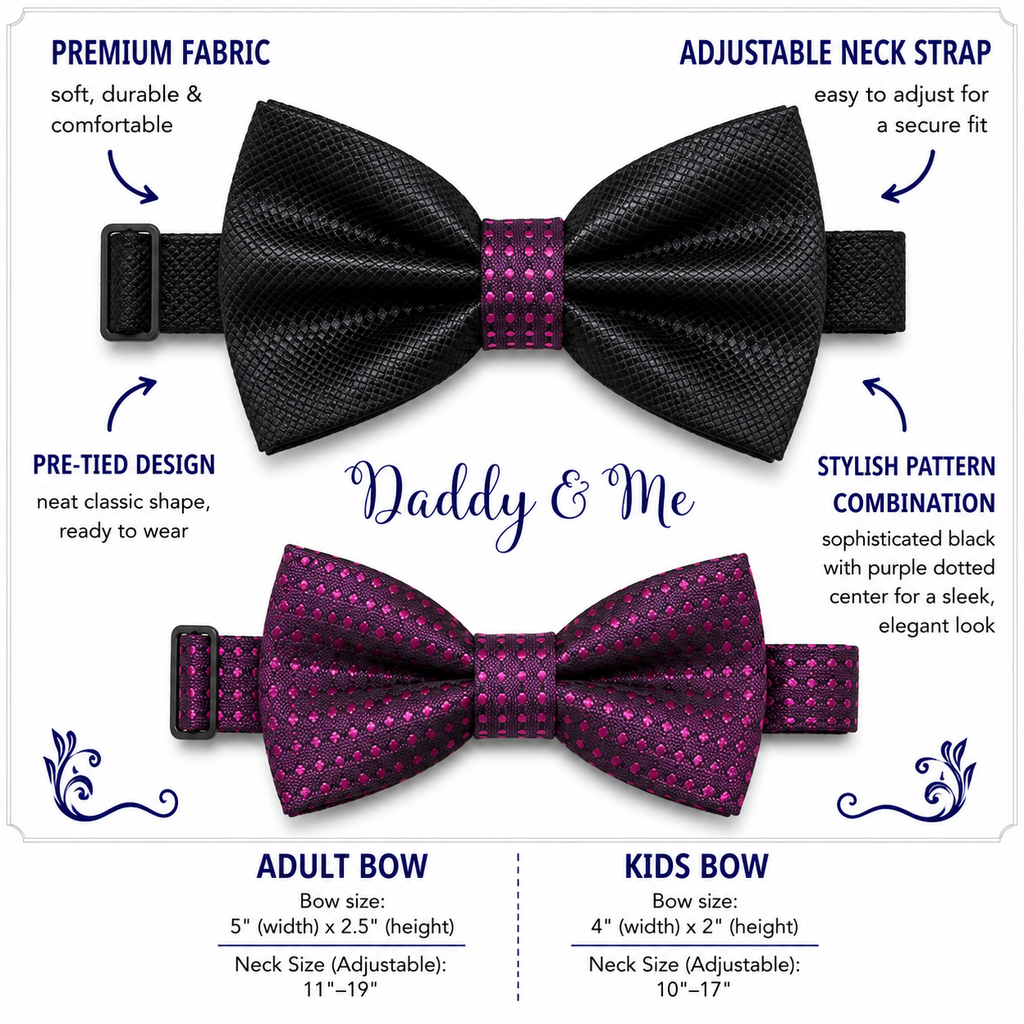 Purple Black w tie set for daddy and son, Daddy me gift set, Grandpa and me, Father son matching, Toddler bow tie, daddy me bow tie gift