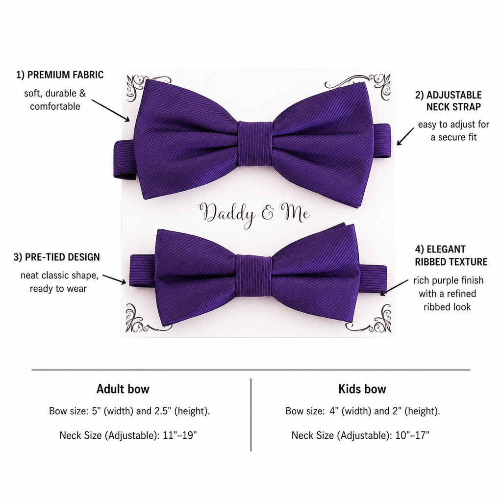 Purple Bow tie set for daddy and son, Daddy and me bow tie gift set, Grandpa me, Purple kids bow tie