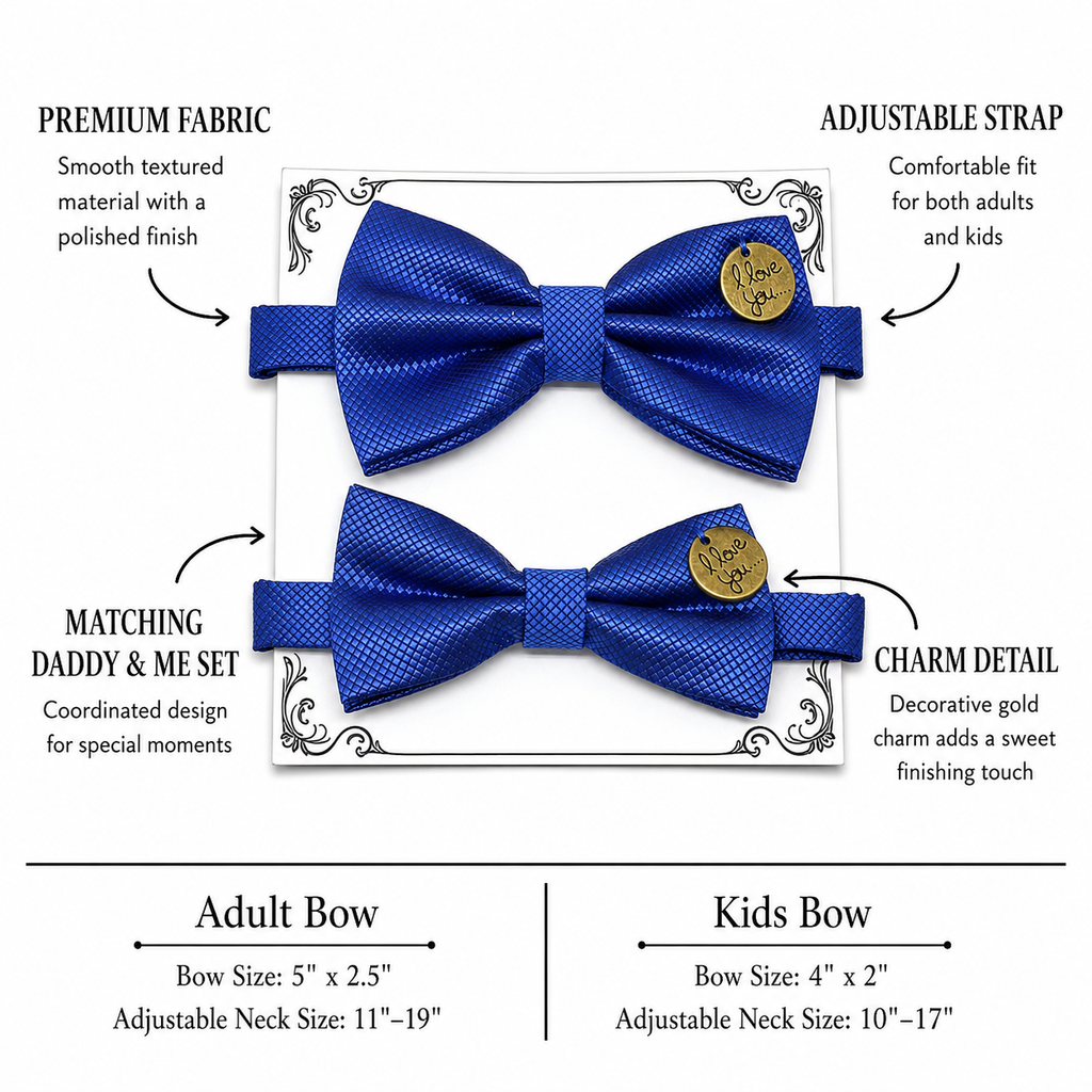 Royal blue Bow tie set for daddy and son, I love you , Daddy and me gift, Grandpa gift, Father son, Royal blue Toddler kids bow, handmade