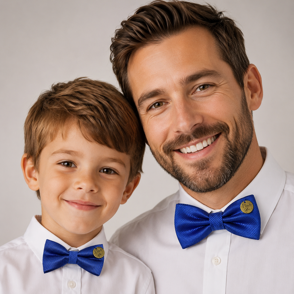 Royal blue Bow tie set for daddy and son, I love you , Daddy and me gift, Grandpa gift, Father son, Royal blue Toddler kids bow, handmade
