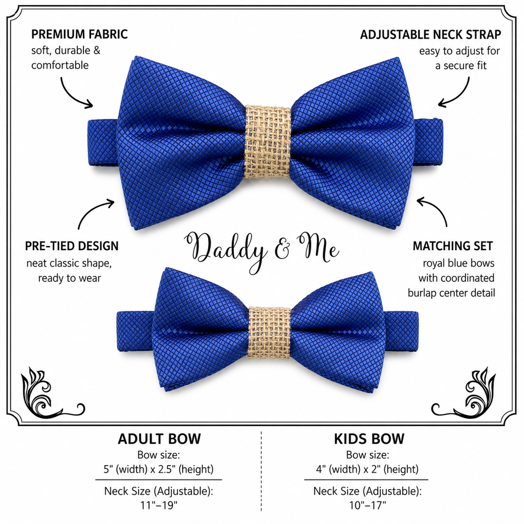 Royal blue burlap Bow tie set for daddy and son, Daddy me gift set, Grandpa and me, Father son match, Royal Blue kids Toddler bow, handmade