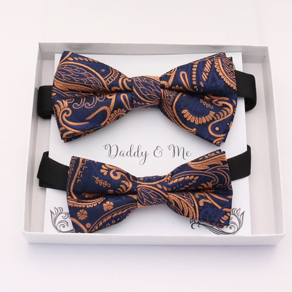 Navy Rose Gold Bow tie set daddy son, Daddy and me gift, Grandpa and me, Father son matching, Kids bow tie, Kids adult bow tie, high quality