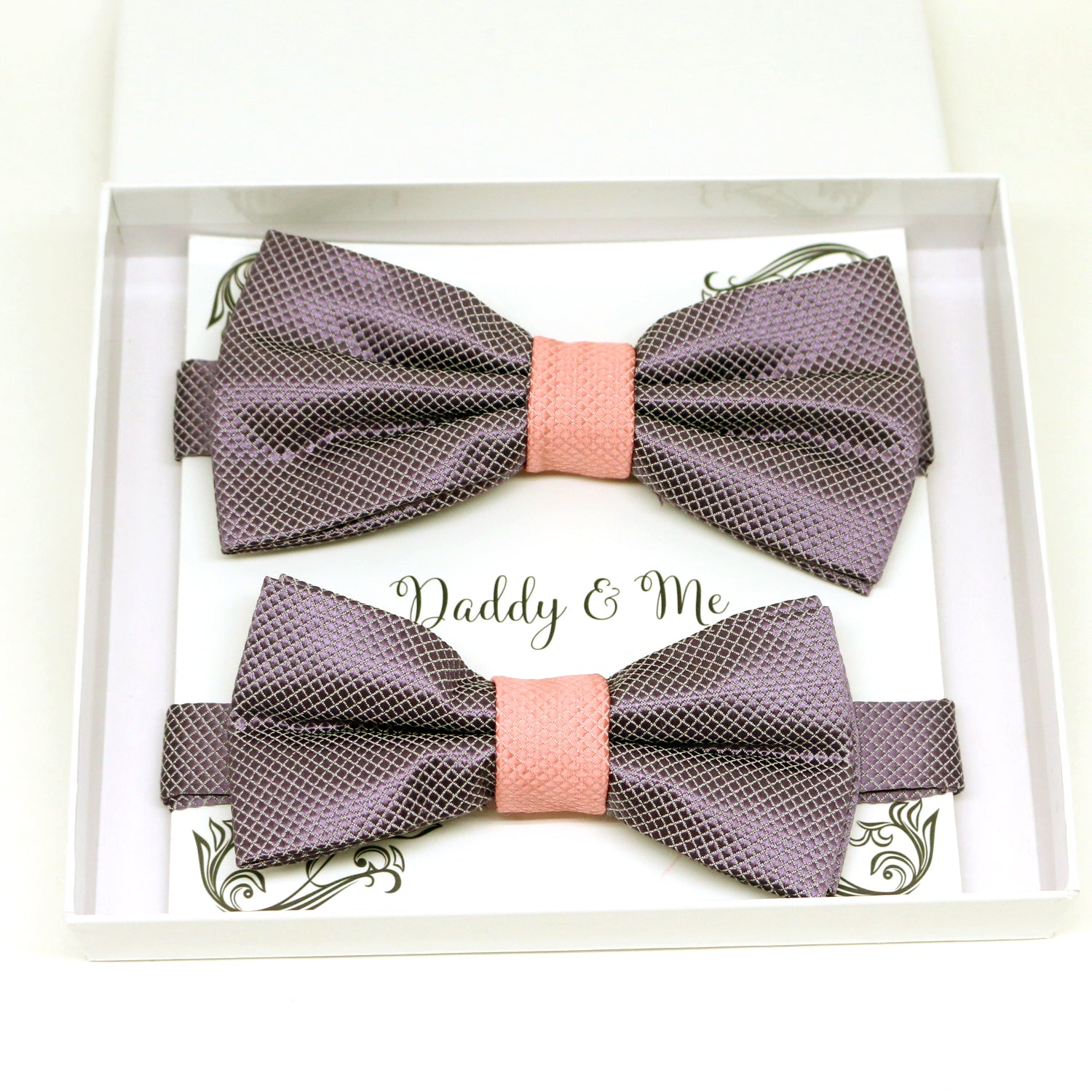Dusty lavender and dusty rose bow tie set for daddy and son, Daddy and me gift set, Grandpa and me, Father son matching, Dusty lavender bow