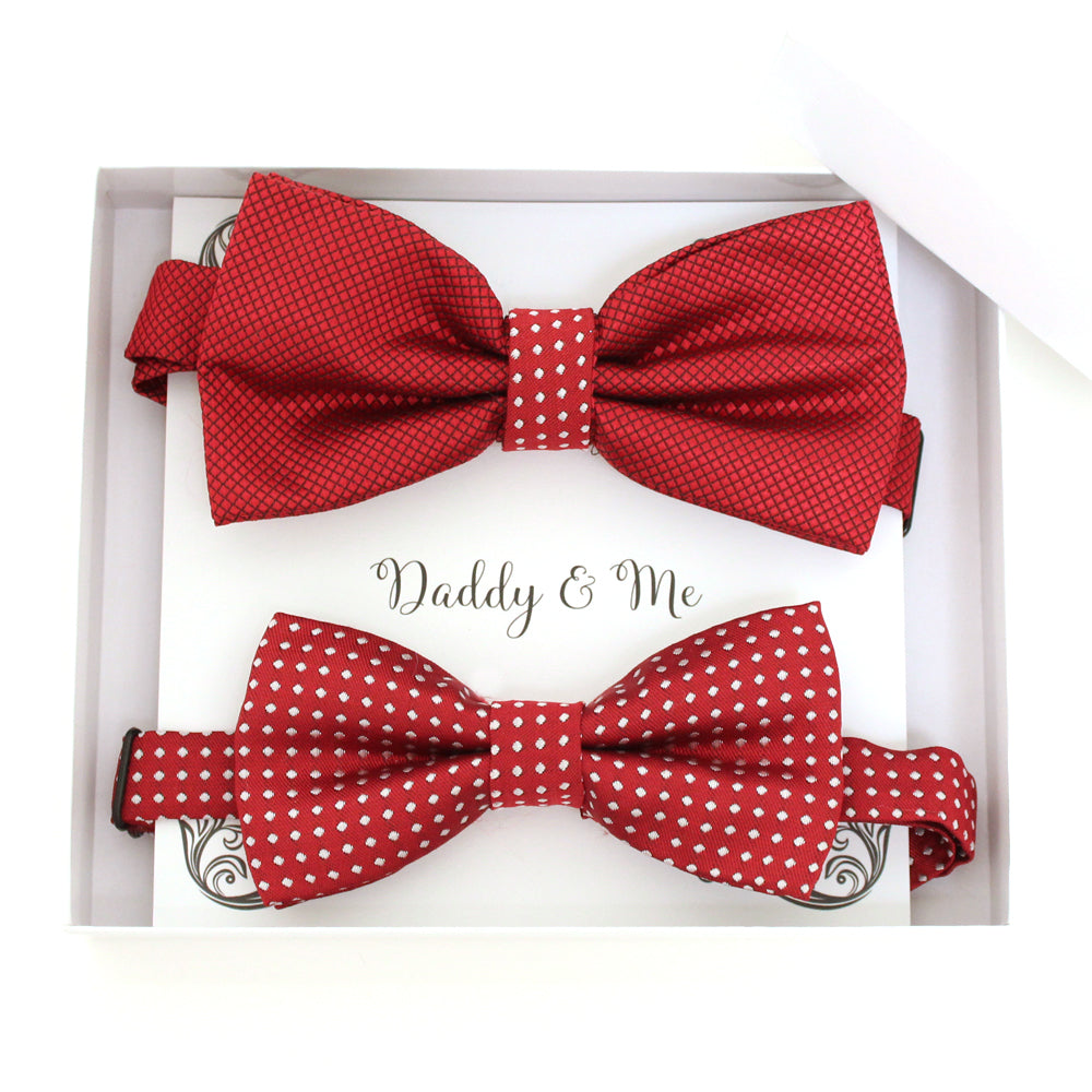 Red bow tie set for daddy and son, Daddy and me gift set, Father son matching, Red kids bow tie, daddy me bow, handmade bow tie, Red bow