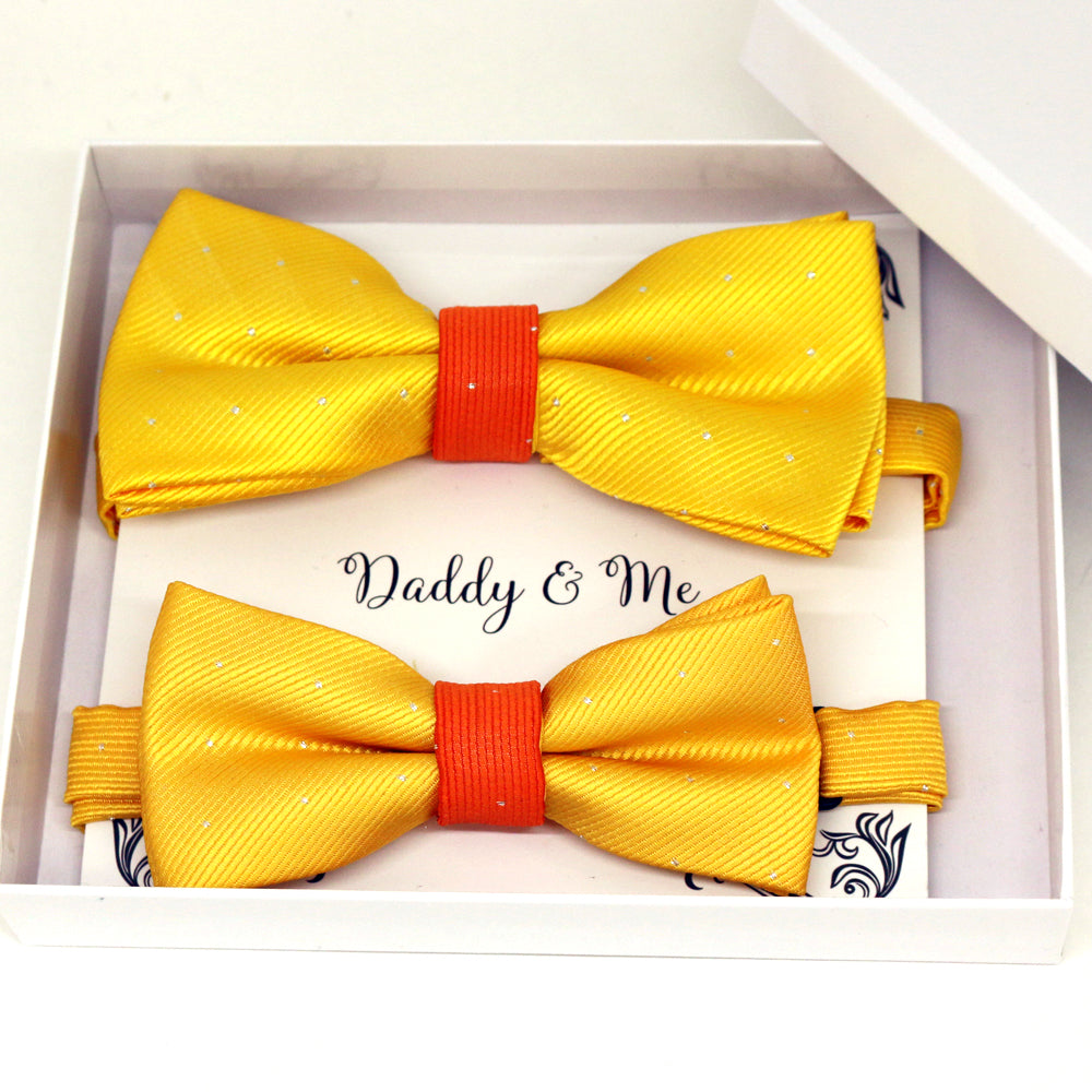 Sunny Yellow and Burnt orange Bow tie set for daddy and son, Daddy me gift set, Grandpa and me, Father son match, Toddler bow, Color year