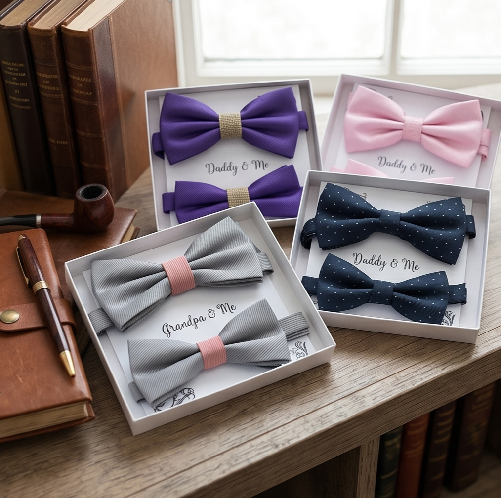 Bow tie and pocket square set