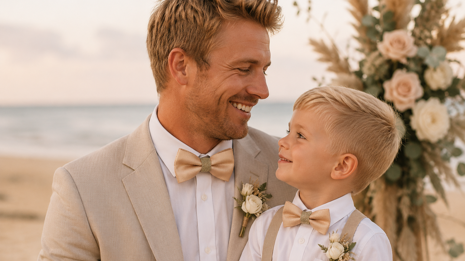 Father and child matching bow ties