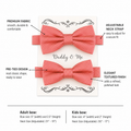 Coral daddy and me bow ties — adult and kids sizes