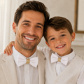 White burlap Bow tie set for daddy and son Daddy me gift set Father son match Handmade White burlap kids bow Adjustable pre tied bow