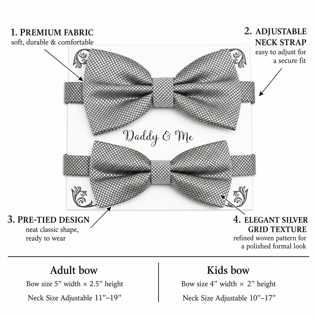 Silver Bow tie set for daddy and son, Daddy me gift set, Grandpa and me, Father son matching, Toddler bow tie, daddy me bow tie gift