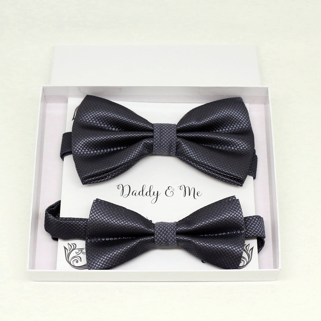 Charcoal Bow tie set for daddy and son, Daddy me gift set, Grandpa and me, Father son match, charcoal Toddler Kids bow, daddy me bow tie