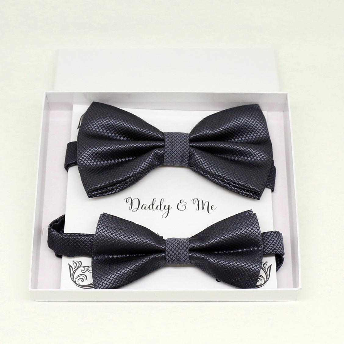 Charcoal Bow tie set for daddy and son, Daddy me gift set, Grandpa and me, Father son match, charcoal Toddler Kids bow, daddy me bow tie
