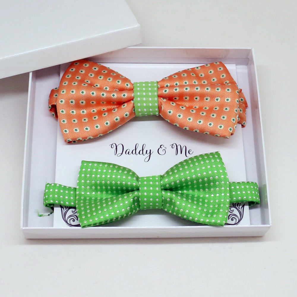 Peach Green Bow tie set for daddy and son, Daddy and me gift set, Grandpa and me, Father son matching, Toddler bow tie, daddy and me bow tie