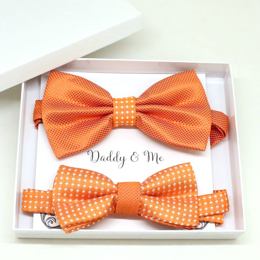 Orange Bow tie set for daddy and son, Daddy me gift set, Grandpa and me, Father son matching, Toddler bow tie, daddy me bow tie, wedding