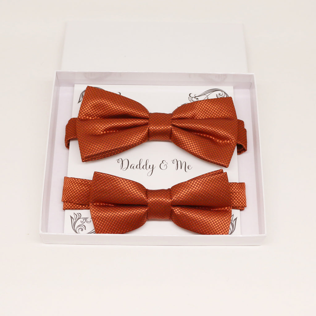 Rust Bow tie set for daddy and son, Daddy me gift set, Grandpa and me, Father son matching bow, Rust bow tie for kids, Rust wedding theme