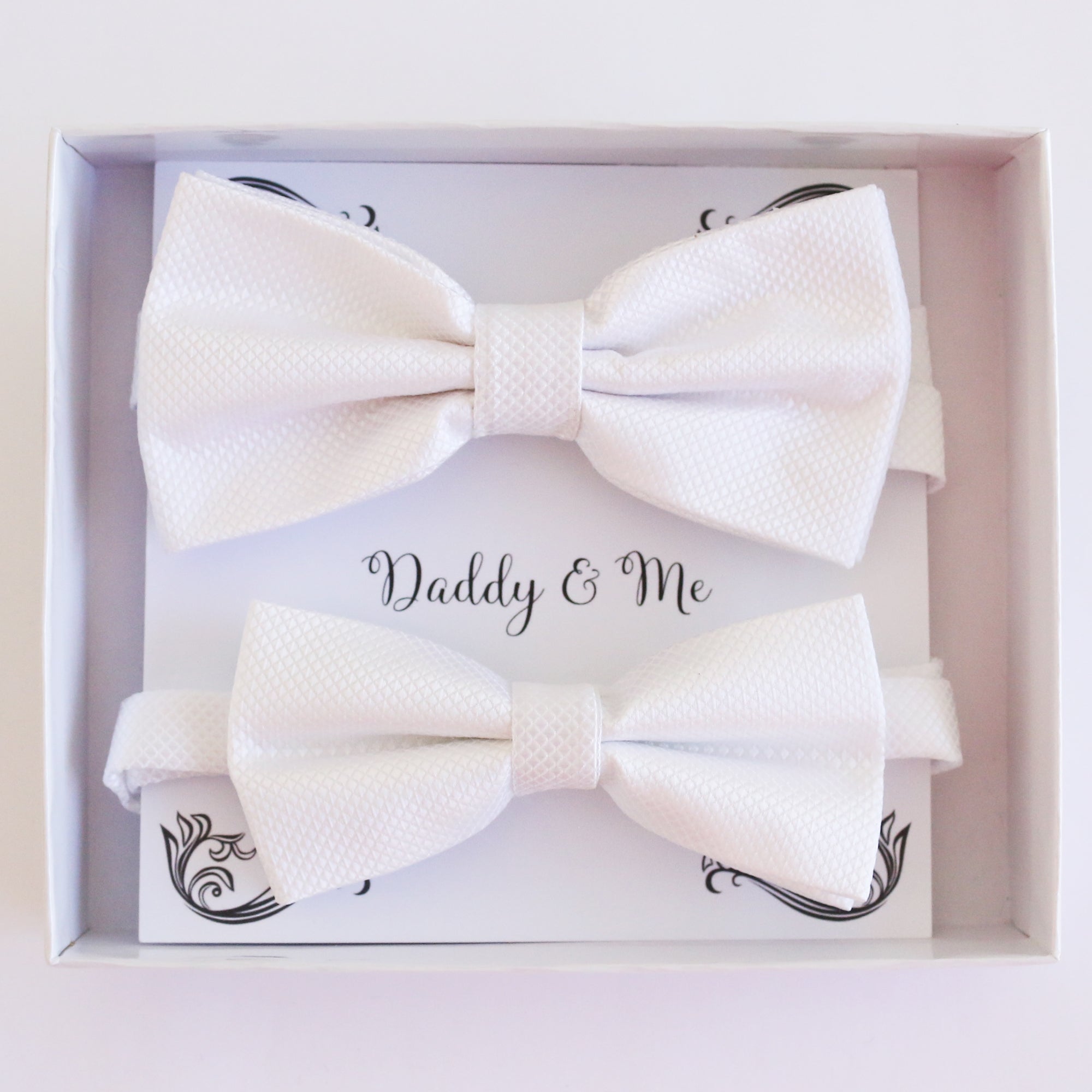White Bow tie set for daddy and son, Daddy and me bow tie gift set, Grandpa me, White kids bow tie