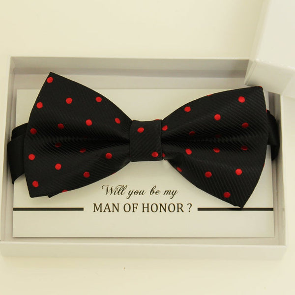 Black Red  bow tie, Best man request gift, Groomsman bow tie, Man of honor gift, Best man bow tie, best man gift, man of honor request bow
