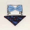 Dusty blue bow tie & paisley Pocket Square, Best man Groomsman Man of honor ring breaer bow tie, birthday gift, Congrats grad, handkerchief