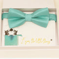 Aqua blue bow tie Best man Groomsman Man of honor ring bearer request gift, Kids adult bow, Adjustable Pre tied, Aqua blue bow