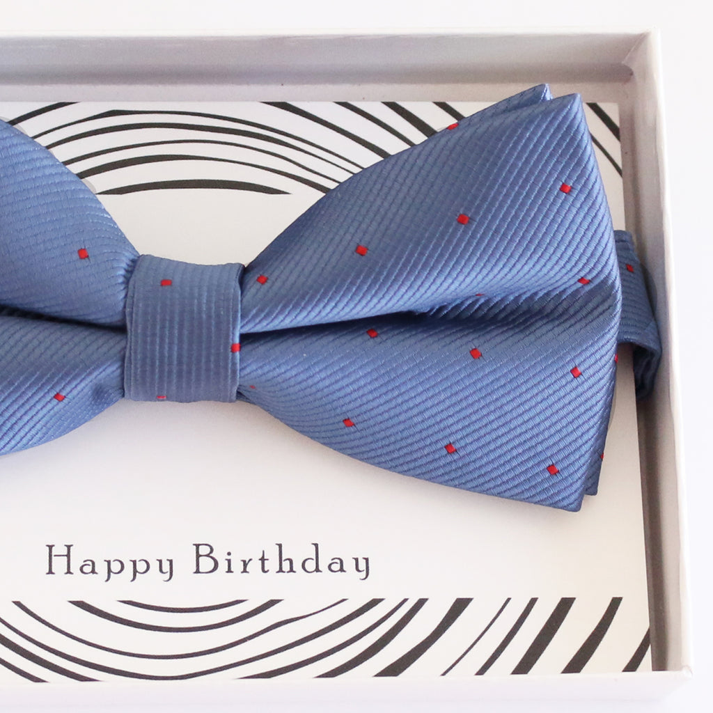 Country blue bow tie Best man Groomsman Man of honor ring bearer request gift, Kids adult bow, Adjustable Pre tied High quality