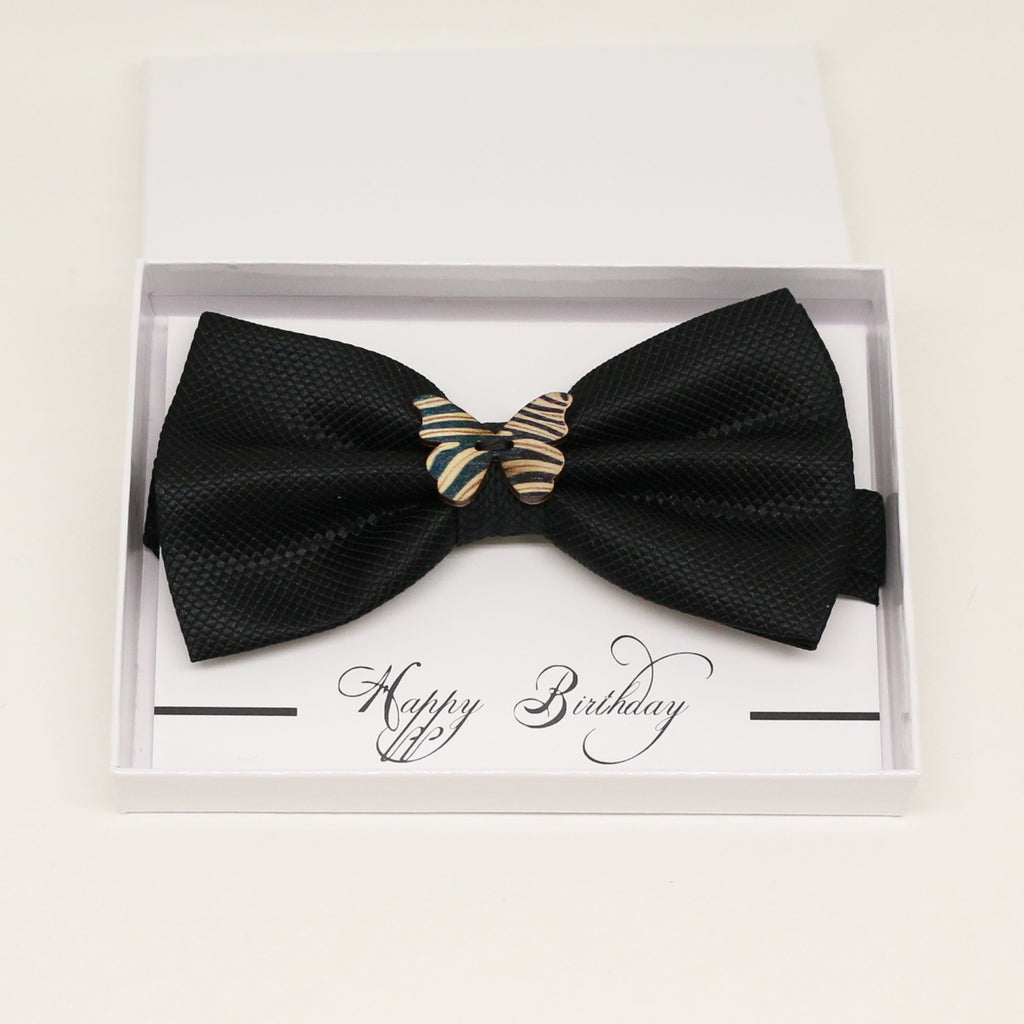 Black wooden butterfly bow tie, Best man request gift, Groomsman bow, handmae Ring Bearer bow, Man of honor gift,black kids toddler bow tie
