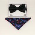 Black bow tie and paisley Pocket Square, Best man, Groomsman bow, Man of honor, ring bearer bow, birthday gift, Congrats grad, handkerchief