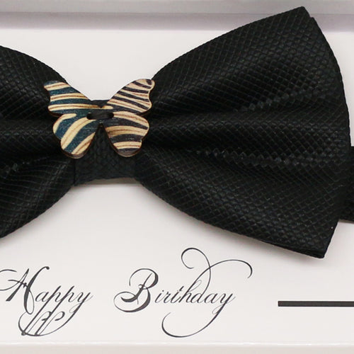 Black wooden butterfly bow tie, Best man request gift, Groomsman bow, handmae Ring Bearer bow, Man of honor gift,black kids toddler bow tie