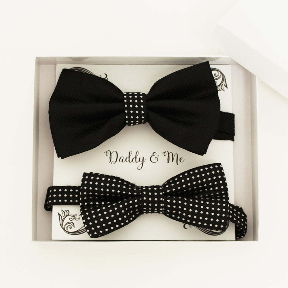 Black and white Bow tie set for daddy and son, Daddy me gift set, Grandpa and me, Father son matching, black white Kids bow, daddy me gift