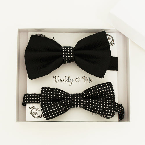 Black and white Bow tie set for daddy and son, Daddy me gift set, Grandpa and me, Father son matching, black white Kids bow, daddy me gift