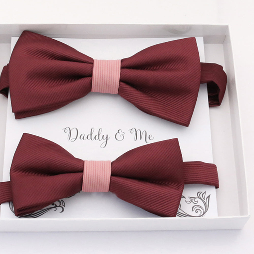 Burgundy blush Bow tie set daddy son, Daddy and me gift, Grandpa and me, Father son matching, Kids bow tie, Kids adult bow tie, high quality