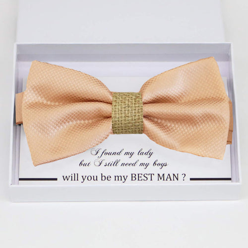 Champagne burlap bow tie Best man Groomsman Man of honor Ring Bearer bow tie request gift, Kids bow tie, Birthday congrats cards