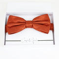 Rust copper bow tie Best man Groomsman Man of honor Ring Bearer bow tie request gift, Kids bow Birthday congrats cards, Adjustable Pre tied