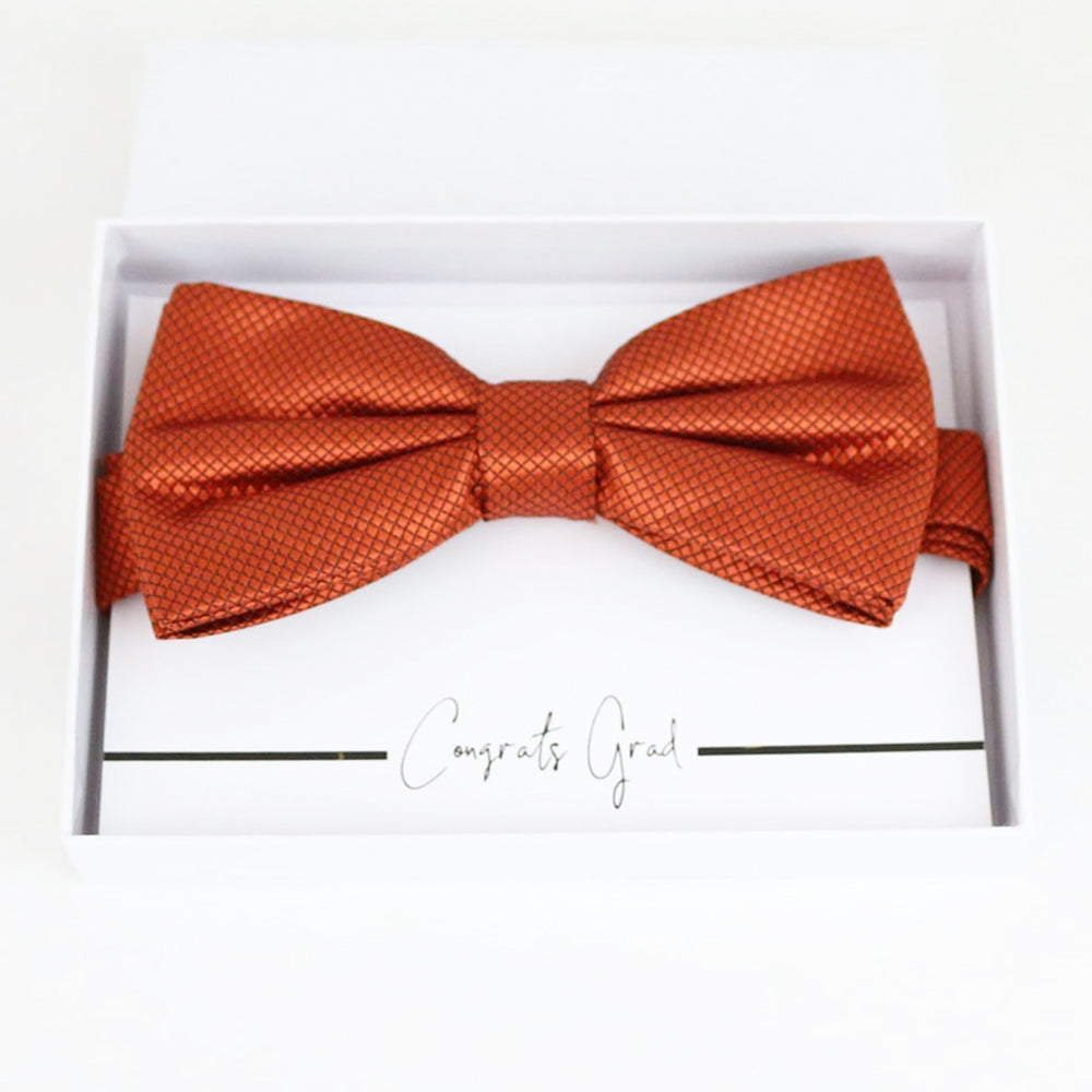Rust copper bow tie Best man Groomsman Man of honor Ring Bearer bow tie request gift, Kids bow Birthday congrats cards, Adjustable Pre tied