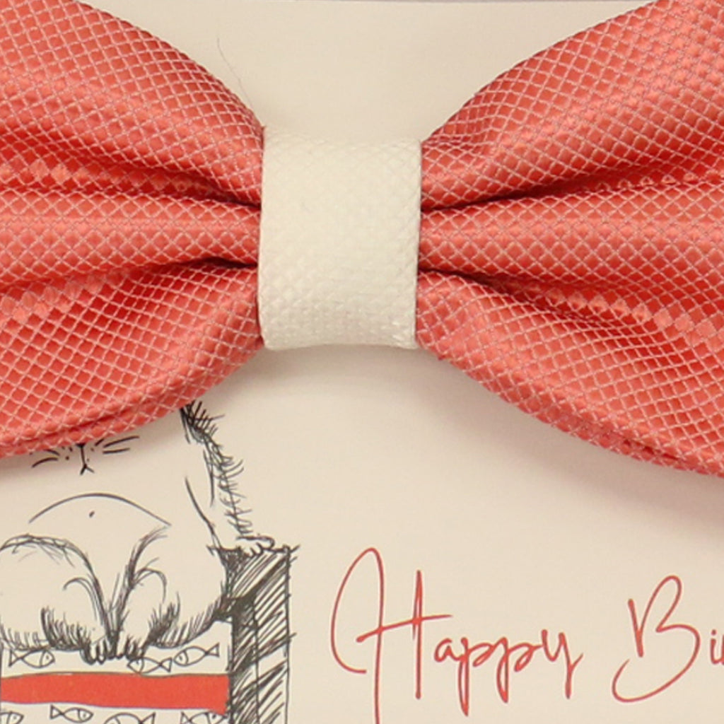 Coral and white handmade bow tie, Best man gift , Groomsman bow, Man of honor, ring bearer bow tie, handmade birthday gift, Congrats grad