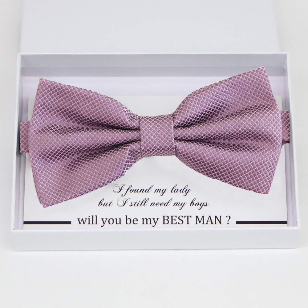 Dusty lavender bow tie, Best man gift, Groomsman bow, Man of honor, ring bearer bow, handmade birthday gift, Congrats grad, Dusty lavender