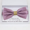 Dusty lavender burlap bow tie Best man Groomsman Man of honor ring bearer request gift, Kids adult bow, Adjustable Pre tied Handmade