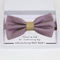 Dusty Purple burlap bow tie Best man Groomsman Man of honor Ring Bearer bow tie request gift, Kids bow tie, Birthday congrats cards