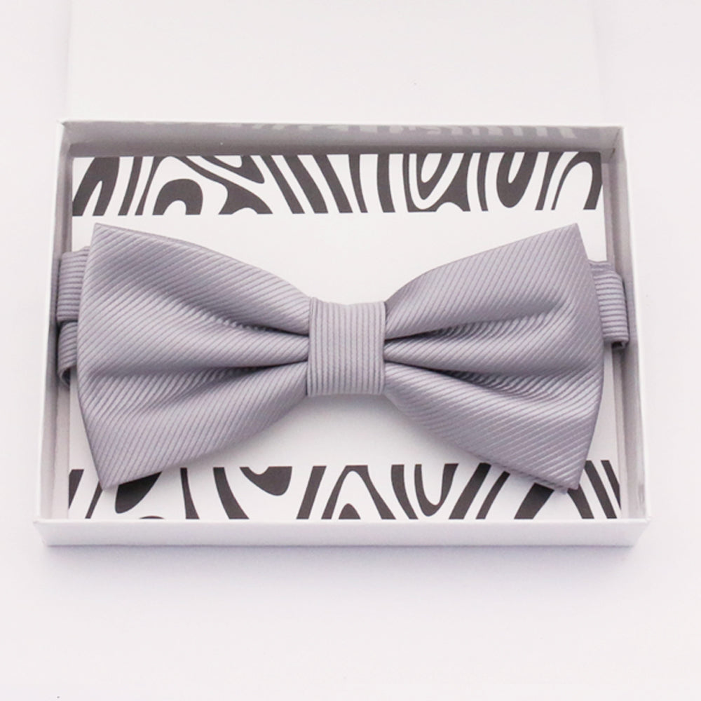 Gray bow tie Best man Groomsman Man of honor ring bearer request gift, Kids adult bow, Adjustable Pre tied High quality, Birthday Congrats