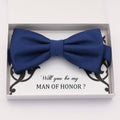 Navy bow tie Best man Groomsman Man of honor ring bearer request gift, Kids adult bow, Adjustable Pre tied High quality, Birthday Congrats