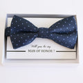 Navy blue bow tie Best man Groomsman Man of honor ring bearer request Birthday gift, Kids adult bow, Adjustable Pre tied High quality