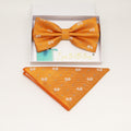 Orange bow tie & Pocket Square, Best man Groomsman Man of honor ring breaer bow, birthday gift, Congrats grad, Orange handkerchief