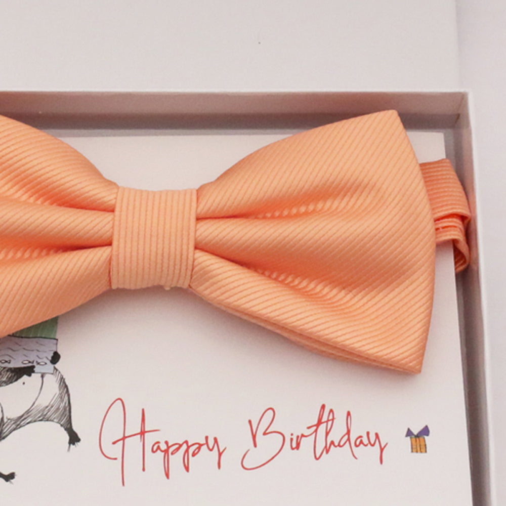 Peach bow tie Best man Groomsman Man of honor ring bearer request gift, Kids adult bow, Adjustable Pre tied High quality, Birthday Congrats