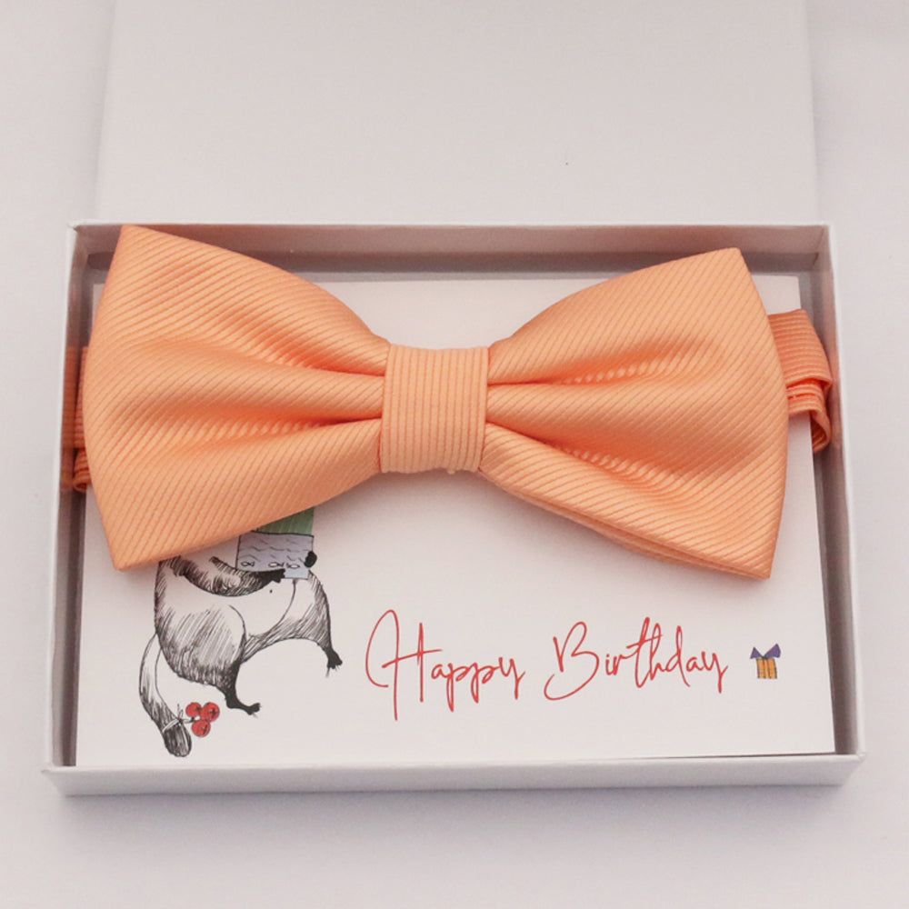 Peach bow tie Best man Groomsman Man of honor ring bearer request gift, Kids adult bow, Adjustable Pre tied High quality, Birthday Congrats